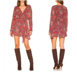 FREE‎ PEOPLE Teegan Mini Dress Peach Combo Size XSmall NWT